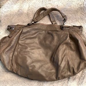 BCBG chocolate brown leather shoulder bag